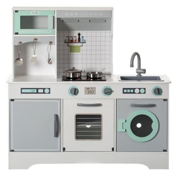 Vigilancia Wooden Play Kitchen Toy w/Light on Microwave, Cabinet, Washer, Electronic Stove & Microwave Sink VI3721613 - main